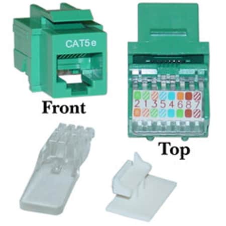 Cable Wholesale Cat 5e Keystone Jack Green Toolless RJ45 Female 311-120GR